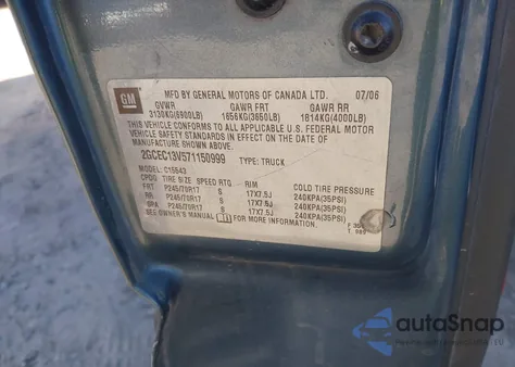 2007 Chevrolet Silverado 1500 Classic Ls from USA, damaged, VIN 2GCEC13V571150999